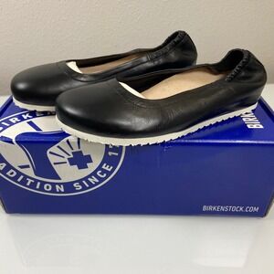 Birkenstock Women US 5 EU 36 Celina Black Leather Ballet Flat Comfort Narrow Fit